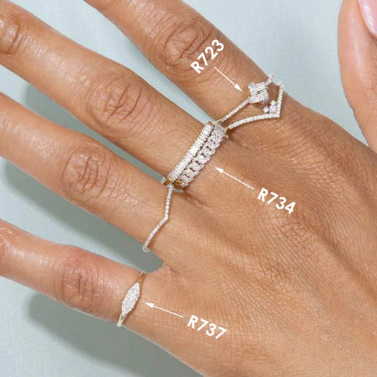 Luckacco Dainty Minimalist Stacking Ring For Women Trend Cubic Zircon Gold Color Crystal Finger Accessories for Female Jewelry Gift R737