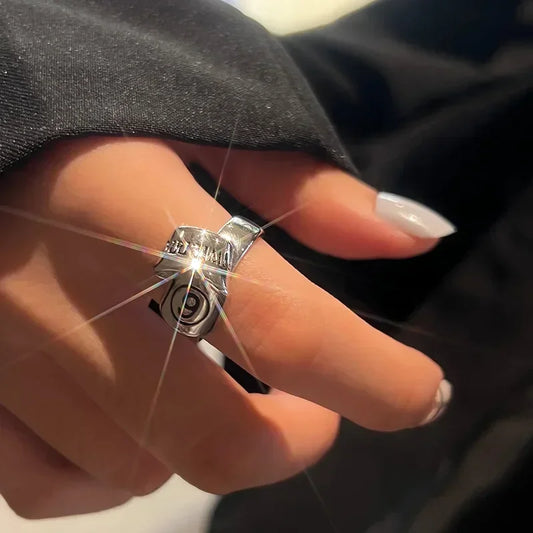Luckacco 2024 New All-match Niche Korean Version Personality Fashion Trend Retro Girly Temperament with Open Ring Accessories