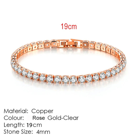Luckacco Fashion Multicolor Tennis Bracelet for Women 2.5/3/4/5mm Zirconia Charm Designer Tennis Chain Men Bracelet Wedding Jewelry KC128