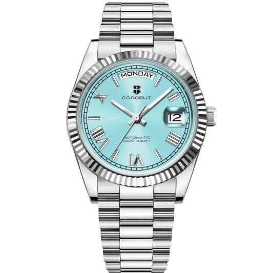 Luckacco CORGEUT New Color 36/39mm Dial Man watch Week Date Calendar Type Watch Sapphire Luxury Mechanical Steel Clock waterproof