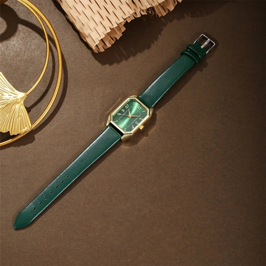 Luckacco 6/5/1PCS Luxury Fashion Square Women's Watches Brand Ladies Quartz Wristwatch Jewelry Set Classic Simple Femme Relogio Feminino