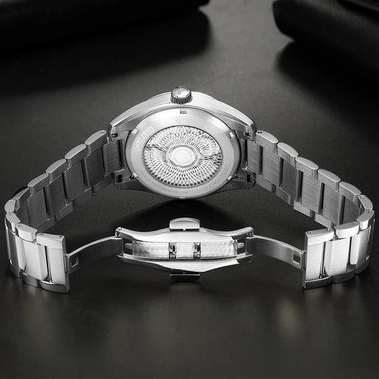 Luckacco CADISEN 2024 New Luxury Men Mechanical Wristwatches 10Bar Waterproof Japanese NH35 Movement Automatic Watch Steel Watch for Men