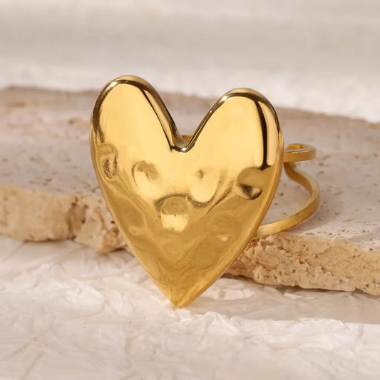 Luckacco Elegant Stainless Steel Big Bloom Flower Rings For Women Gold Color Sun Starfish Open Ring Finger Jewelry Wedding Her Gift Punk