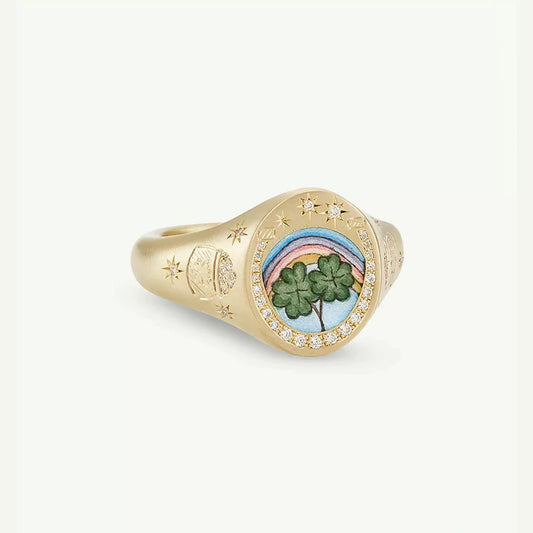 Luckacco 2025 New Finger Ring Copper Gold Color Plated Metal Tarot Enamel Stainless Steel Rings for Women Jewelry