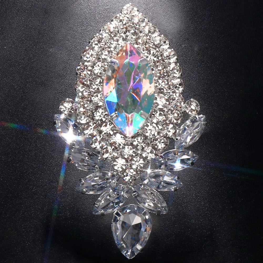 luckacco shiny colorful crystal large rings adjustable wedding jewelry exaggerated rhinestone finger rings jewelry accessories