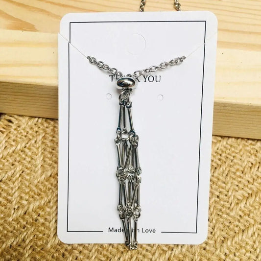 Luckacco Stainless Steel Crystal Holder Cage Necklace Silver Color Interchangeable Stone Holder Necklace Necklace Accessories Gold Color