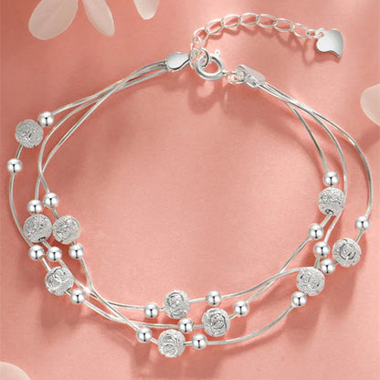 Luckacco 925 Sterling Silver Pearl Beads Bracelet for Women Girls Vintage Irregular Metal Charm Bangles Luxury Fashion Party Jewelry Gift