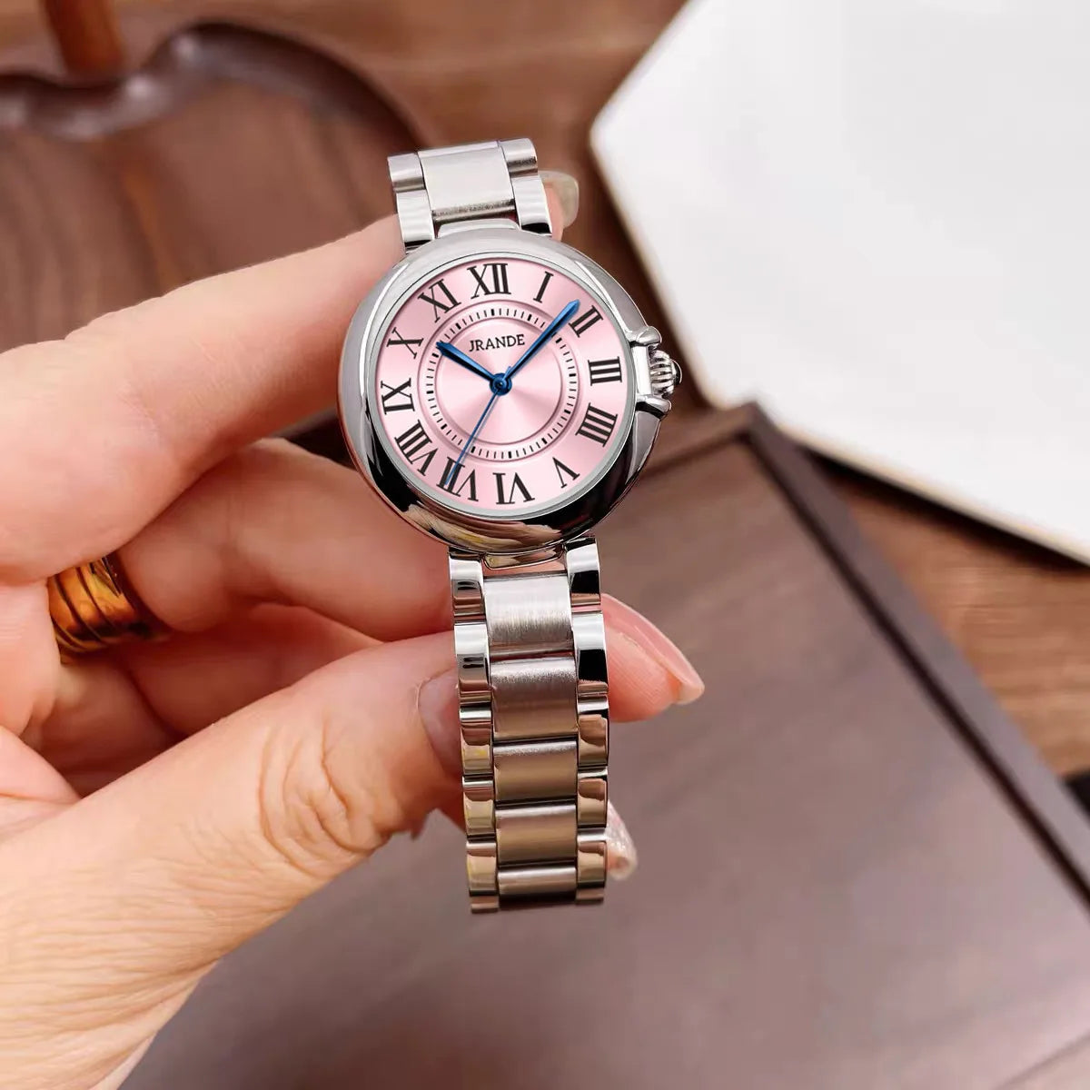 luckacco vintage classic blue balloon ladies watch roman scale dial automatic waterproof luxury student quartz watch fashion trend