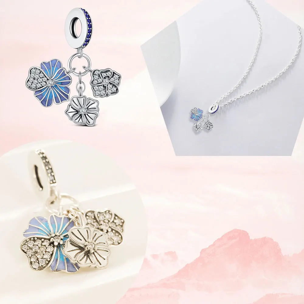 luckacco 925 sterling silver lotus charm fit bracelet diy for women fashion pendant romantic jewelry elegant charm fine 2025 new hot bead