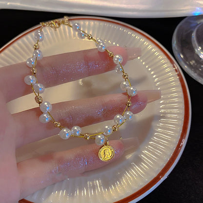 Luckacco LATS New Fashion Unique Design Elegant Delicate Baroque Pearl Bracelet Ladies Premium Jewelry Birthday Party Gift Accessories