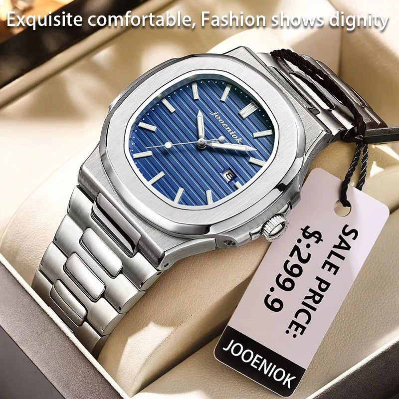 luckacco 2025 top brand luxury men wristwatch business waterproof luminous alloy polygonal case fashion quartz watch male with calendar