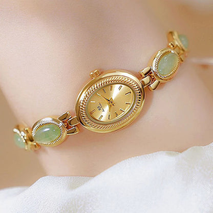 Luckacco Oval Rhinestone 2025 Ladies Wrist Watches Top Brand Luxury For Women Bracelet Watches Gold relogio feminino dropshipping Fashion