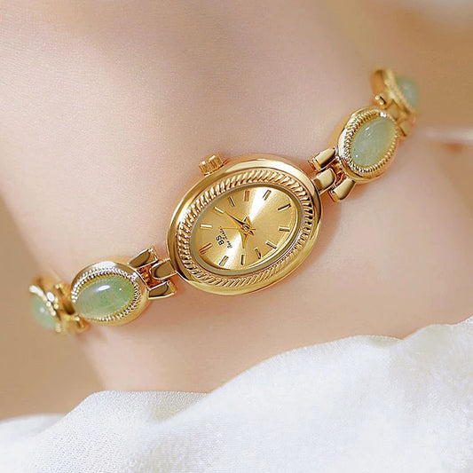 Luckacco Oval Rhinestone 2025 Ladies Wrist Watches Top Brand Luxury For Women Bracelet Watches Gold relogio feminino dropshipping Fashion