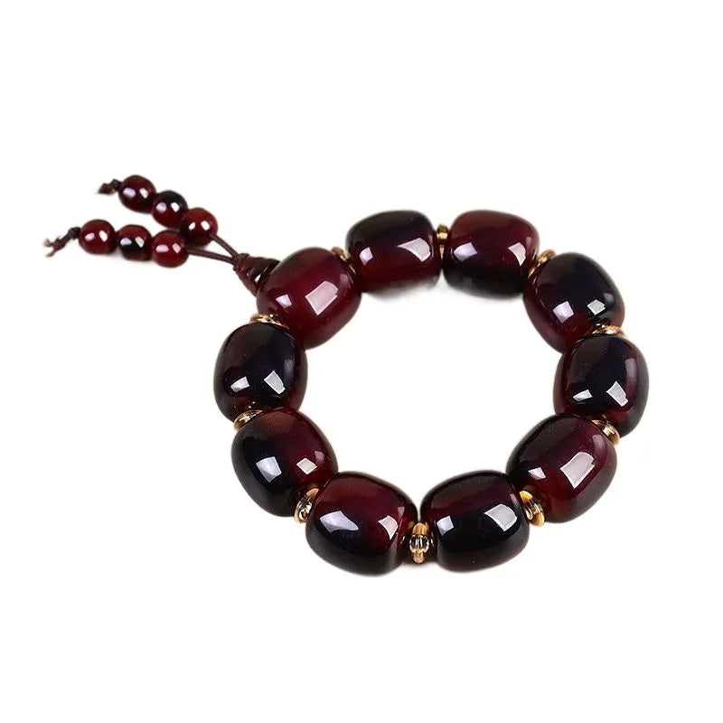 luckacco collection authentic tibetan yak horn buddha bead bracelet for middle-aged bloodshot hand string body sufficient qi and blood