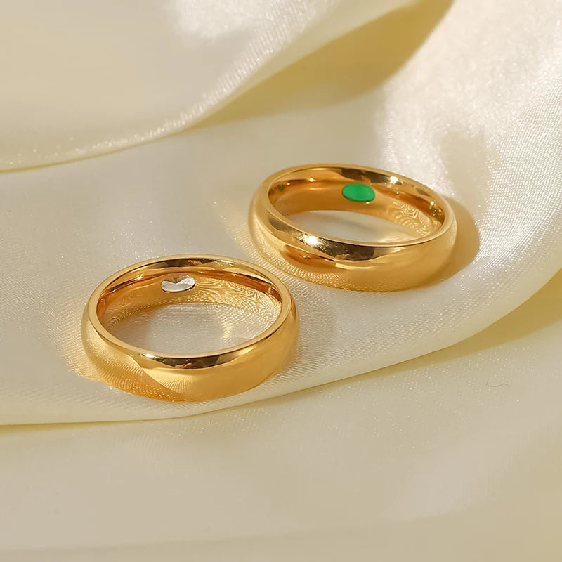 luckacco 16k gold plated stainless steel green white cubic zirconia stackable eternity bands wedding ring band for women jewelry gift