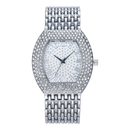 Luckacco UTHAI H64 Women's Full Diamond Watch Temperament Gold Steel Band Barrel shaped Full Sky Star Vintage Fashion Quartz Wristwatches