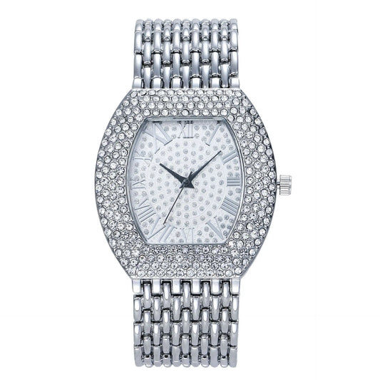 Luckacco UTHAI H64 Women's Full Diamond Watch Temperament Gold Steel Band Barrel shaped Full Sky Star Vintage Fashion Quartz Wristwatches