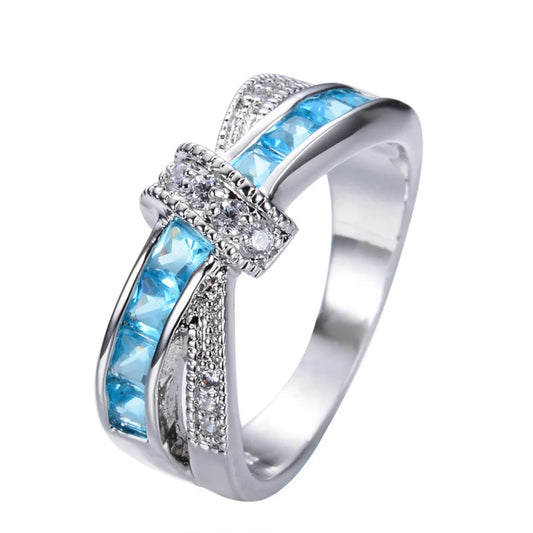 Luckacco Classic 925 Sterling Silver diamond rings For Women Colored zircon size 6-10 Fashion wedding accessories Party Gift Jewelry