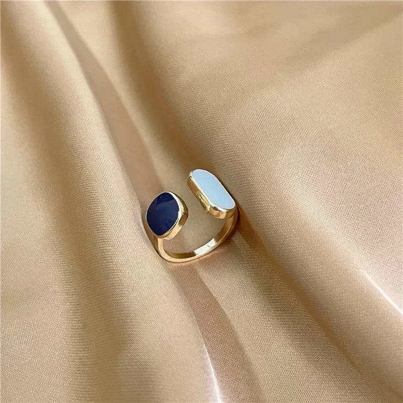 luckacco mandala flower exquisite black and white ring for women personality metal punk party finger ring fashion jewelry accessories