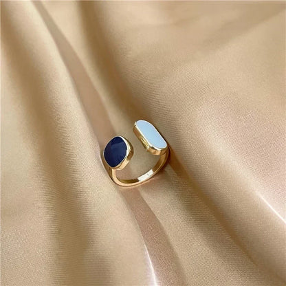 Luckacco Mandala Flower Exquisite Black and White Ring for Women Personality Metal Punk Party Finger Ring Fashion Jewelry Accessories