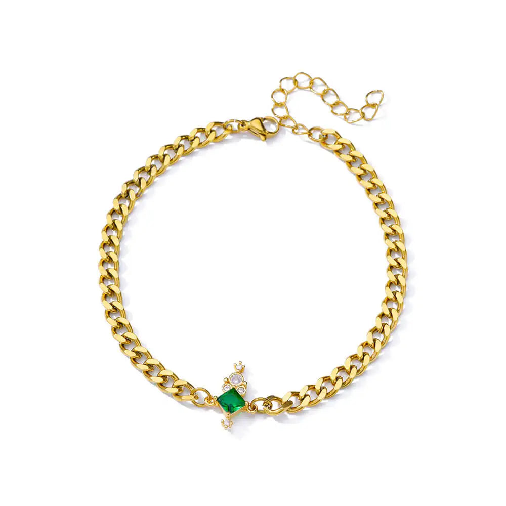 luckacco elegant zircon flowers bracelet for women girls charm gold color stainless steel plant bracelets luxury designer jewelry gifts