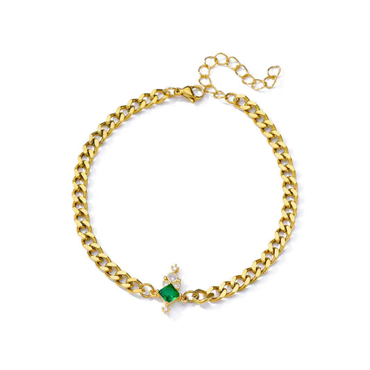 Luckacco Elegant Zircon Flowers Bracelet For Women Girls Charm Gold Color Stainless Steel Plant Bracelets Luxury Designer Jewelry Gifts
