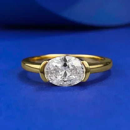 Luckacco 14K Gold Vintage Lab Diamond Ring 100% Real 925 Sterling Silver Party Wedding Band Rings for Women Engagement Jewelry Gift