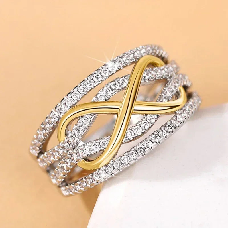 luckacco fashion infinite love rings for women full bling iced out cubic zirconia wedding engagement rings trendy luxury jewelry anillos