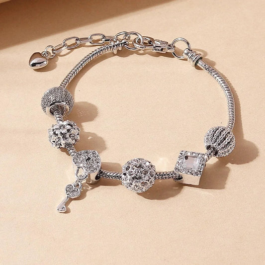 Luckacco 1PC Fashion Multi Element Accessories Drip Oil Rose Love Little Swan Pan Family Bracelet Jewelry Daily Dressing Party Gift -7633
