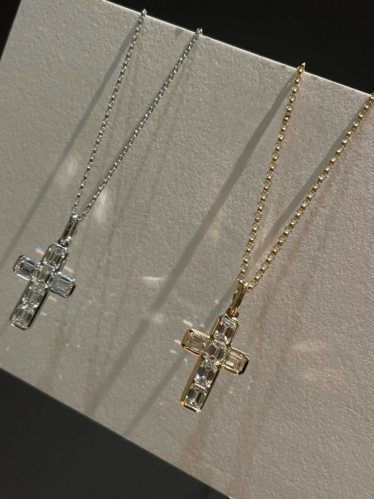 luckacco 18k solid real gold lab grow diamond necklace 6 stone emerald 2ct round cross pendant igi diamond cvd/hpht custom 14k gold