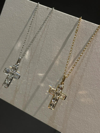Luckacco 18K Solid Real Gold Lab Grow Diamond Necklace 6 stone emerald 2CT Round Cross Pendant IGI Diamond CVD/HPHT Custom 14K gold