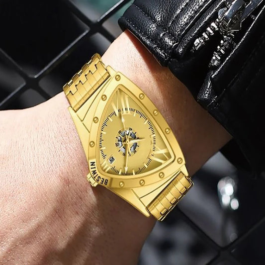 Luckacco Men Watches Unique Design Top Brand Luxury Men's Wrist Watches Quartz Wristwatch Fashion Male Clock Stainless Steel Band