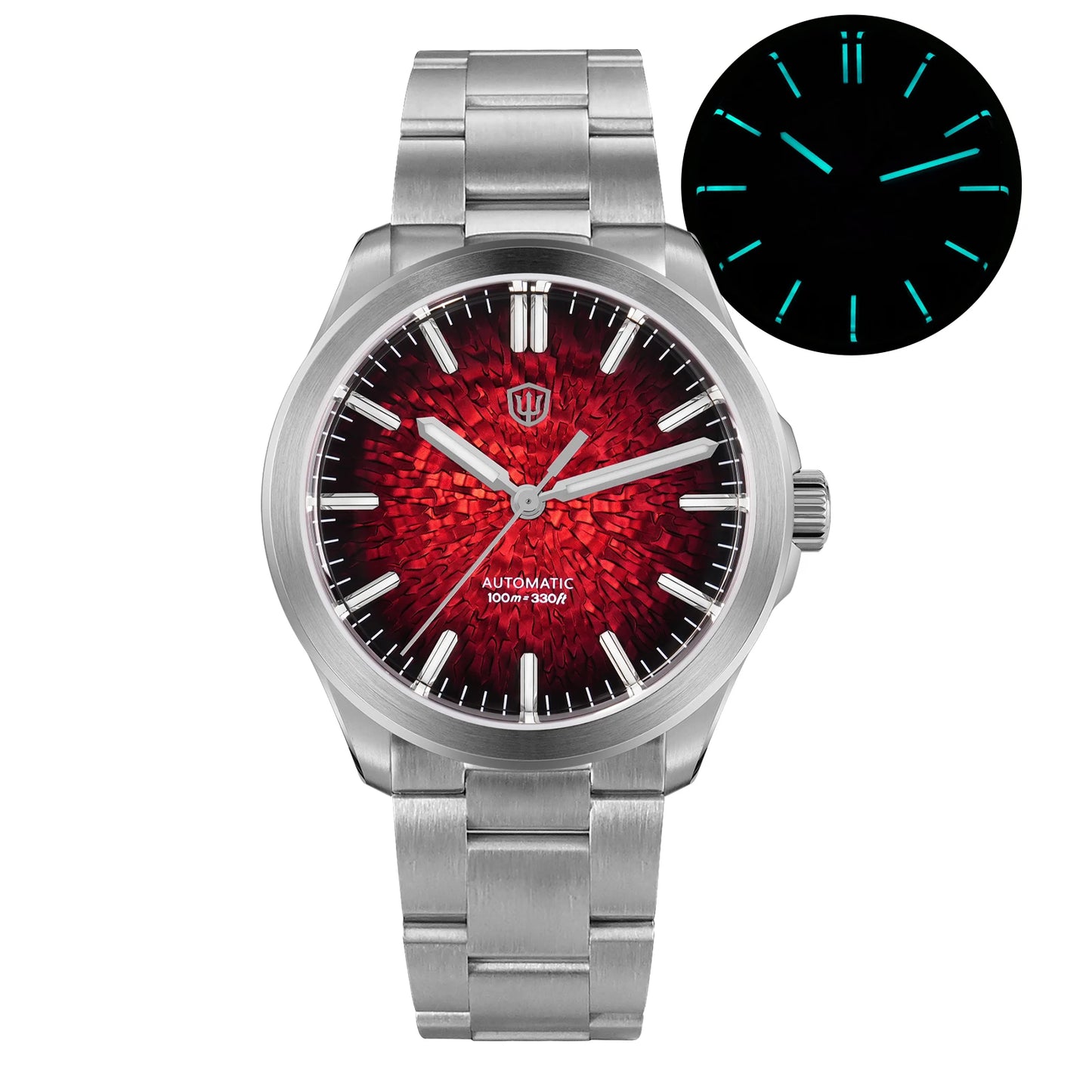 luckacco watchdives wd0005b ice crack dial watch nh35 automatic movement domed sapphire crystal bgw9 luminous 100m waterproof 39mm vinta