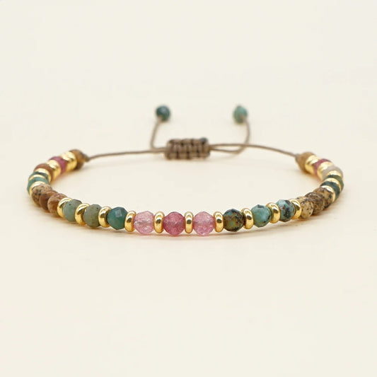Luckacco Go2Boho 2023 New Natural Stone Bracelet Fashion Vintage Jewelry Gold Color Spacer Beaded Bracelets for Women Adjustable Braclets