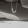 Luckacco 925 Sterling Silver Tree Branch Necklace Simple Charm Zirconia Botanical Pendant Choker Birthday Party Gift Ladies Fine Jewelry