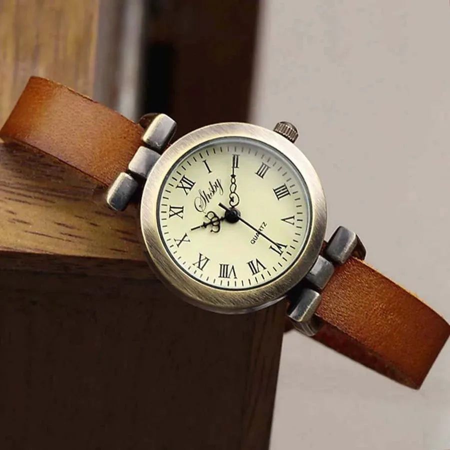 luckacco shsby new fashion hot-selling female antique bronze leather watch roma vintage watch women dress watches