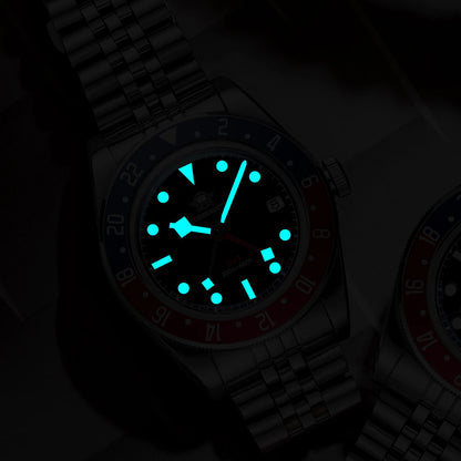 Luckacco ADDIESDIVE Luxury GMT515-24H Men's Watch Diver 200m Bubble Mirror Glass BGW9 Super Luminous Stainless Steel Men's Analog Watches