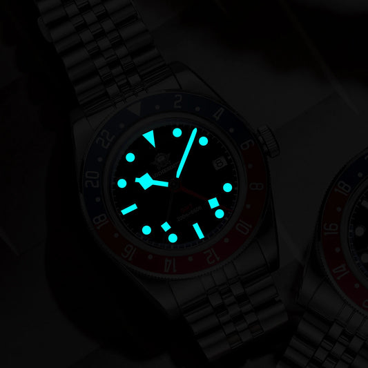 Luckacco ADDIESDIVE Luxury GMT515-24H Men's Watch Diver 200m Bubble Mirror Glass BGW9 Super Luminous Stainless Steel Men's Analog Watches