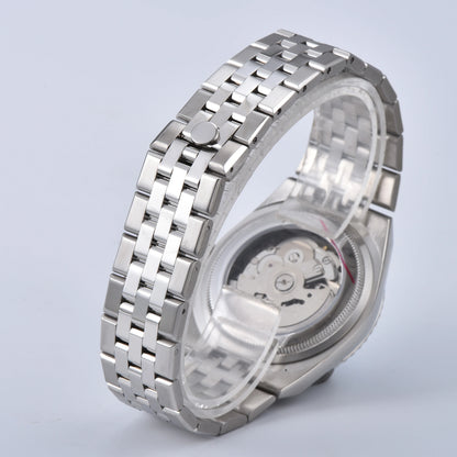 Luckacco 2025 New Watch 39.5mm Men's Watch Sapphire Glass NH35 Movement Texture Dial Silver Case Stainless Steel Strap