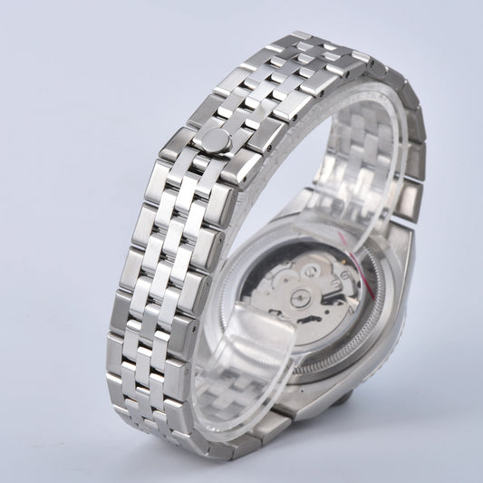 Luckacco 2025 New Watch 39.5mm Men's Watch Sapphire Glass NH35 Movement Texture Dial Silver Case Stainless Steel Strap
