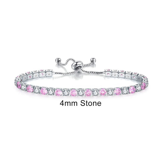 Luckacco Adjustable Multicolor Tennis Bracelets For Women Ladies Wedding Rainbow Colorful Zircon Charm Bracelet Hand Chain Jewelry DZH043