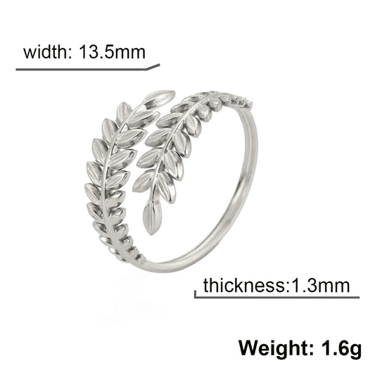 Luckacco Skyrim New In Wheat Ears Leaf Ring Boho Stainless Steel Gold Color Open Women Rings 2025 Trendy Jewelry Valentine Gift