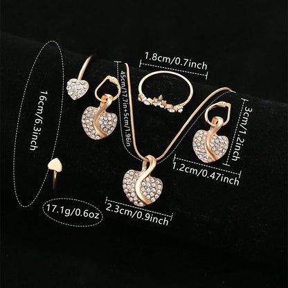 Luckacco Women's Quartz Watch Gold Luxury Women Ring Necklace Earring Rhinestone Fashion Wristwatch Casual Ladies Watches Jewelry Set ﻿
