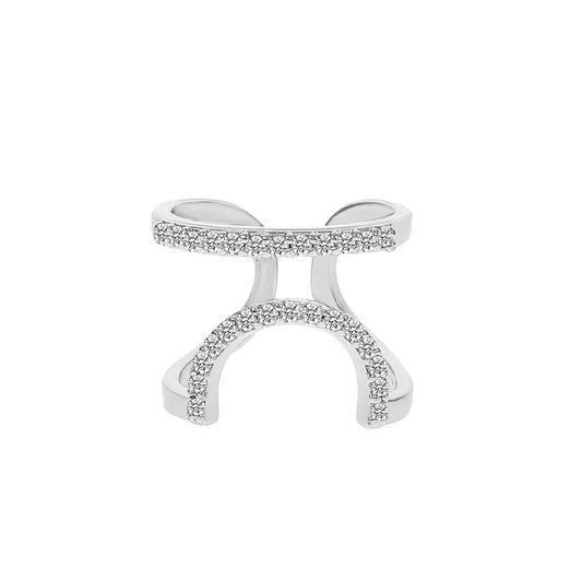 Luckacco Fashion Women's Crystal Nail Cover Ring Luxury Zircon Manicure Fingertips Joint Fake Nail Rings For Women Party Jewelry Gifts