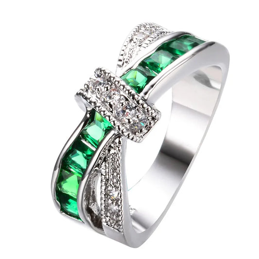Luckacco Classic 925 Sterling Silver diamond rings For Women Colored zircon size 6-10 Fashion wedding accessories Party Gift Jewelry