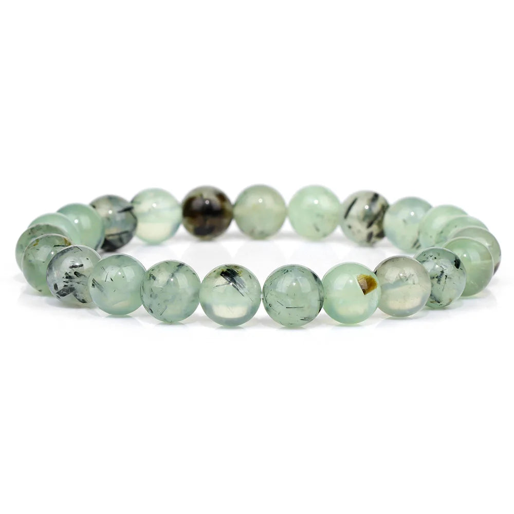 luckacco handmade natural stone african stone beads bracelet men yoga mala jewelry green moss agates beaded bracelet for women men