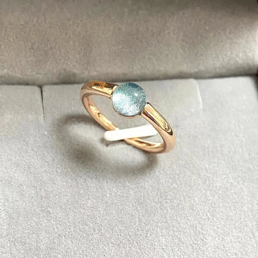 Luckacco 6mm Simple Round Ring Starry Sky Style Ring Blue Crystal Ring For Women Fashion Jewelry Party Gift