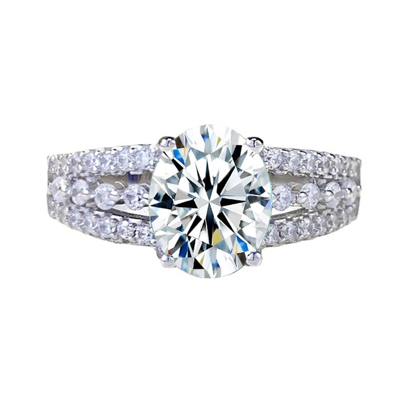 luckacco luxury 2ct 7x9mm oval moissanite women ring gra certificate passed diamond test high jewelry gift s925 silver