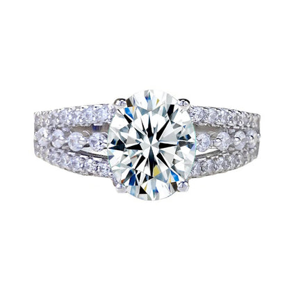 Luckacco Luxury 2ct 7x9MM Oval Moissanite Women Ring GRA Certificate Passed Diamond Test High Jewelry Gift S925 Silver