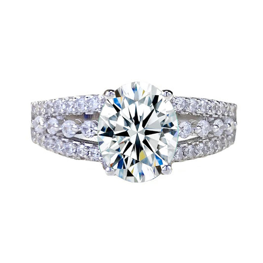 Luckacco Luxury 2ct 7x9MM Oval Moissanite Women Ring GRA Certificate Passed Diamond Test High Jewelry Gift S925 Silver